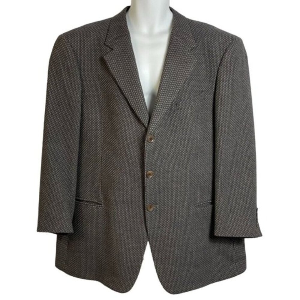 Armani Collezioni Mens Sport Coat Wool Blend Size 46R Textured Pattern‎ Italy